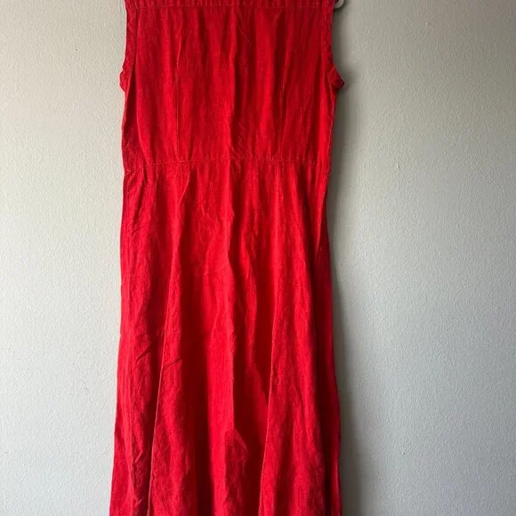 Enough About Me 100% Linen Red Maxi Dress Sleeveless Women’s 8 Made In Belarus - Picture 4 of 9